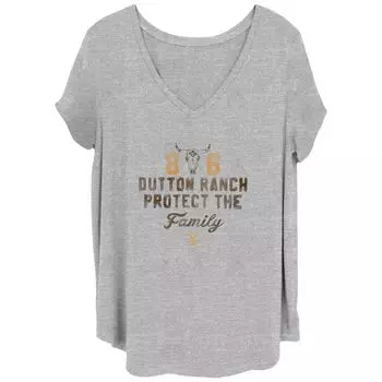 Футболка больших размеров для юниоров Yellowstone 86 Dutton Ranch Protect The Family с графическим рисунком Licensed Character