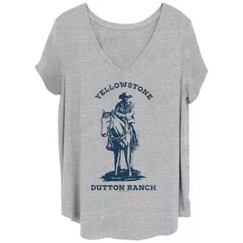 Футболка больших размеров для юниоров Yellowstone Dutton Ranch Montana John Dutton с логотипом и v-образным вырезом с графическим рисунком Licensed Character