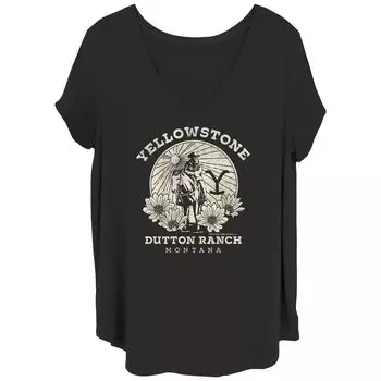 Футболка больших размеров для юниоров Yellowstone Dutton Ranch Montana с V-образным вырезом и графическим рисунком Licensed Character