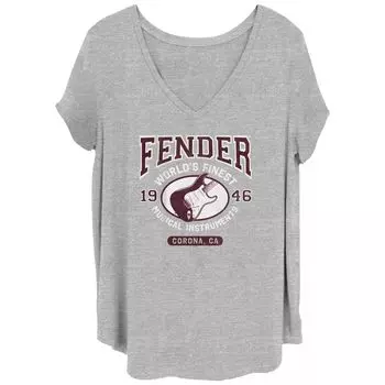 Футболка больших размеров Fender Fine Instrument с логотипом для юниоров и V-образным вырезом Licensed Character