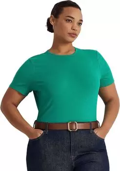 Футболка больших размеров из смесового хлопка LAUREN Ralph Lauren, цвет Palm Leaf