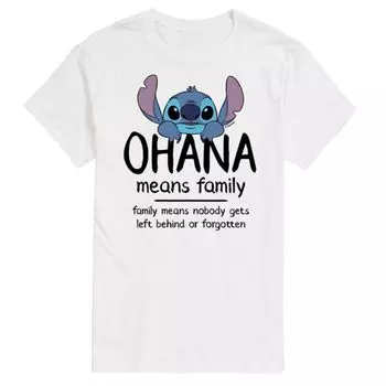 Футболка больших размеров «Лило и Стич» с принтом «Охана — это семья» Disney, белый