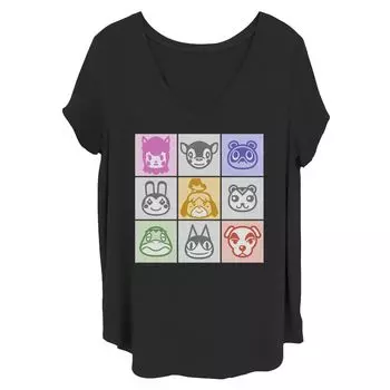 Футболка больших размеров Nintendo Animal Crossing Animal Stamps для юниоров в упаковке Licensed Character