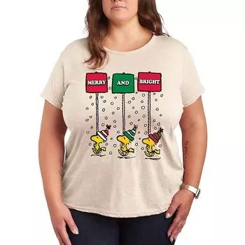 Футболка больших размеров Peanuts Woodstock с веселым и ярким рисунком Licensed Character, бежевый