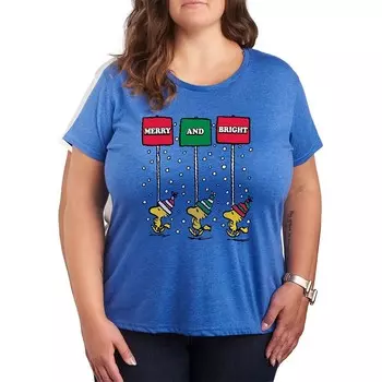 Футболка больших размеров Peanuts Woodstock с веселым и ярким рисунком Licensed Character, цвет Heather Royal Blue