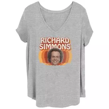 Футболка больших размеров Richard Simmons для юниоров с V-образным вырезом и графическим рисунком Licensed Character
