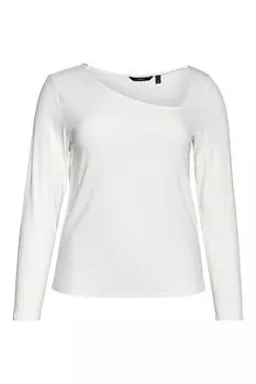 Футболка больших размеров с асимметричным вырезом Vero Moda Curve, белый