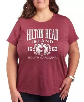 Футболка больших размеров с графическим изображением Hilton Head Island Collegiate Plus Size Hybrid Apparel, красный