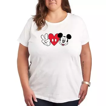 Футболка больших размеров с изображением Микки Мауса Disney's Peace Love Licensed Character, белый