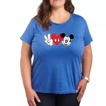 Футболка больших размеров с изображением Микки Мауса Peace Love Disney's Licensed Character, синий
