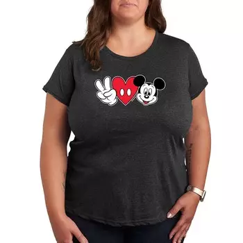 Футболка больших размеров с изображением Микки Мауса Peace Love Disney's Licensed Character, цвет Charcoal