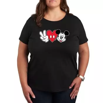 Футболка больших размеров с изображением Микки Мауса Peace Love Disney's Licensed Character, черный