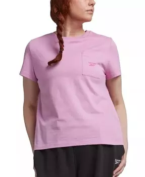 Футболка больших размеров с круглым вырезом и накладными карманами Reebok, розовый