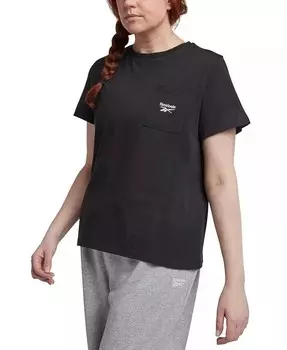 Футболка больших размеров с круглым вырезом и накладными карманами Reebok, черный