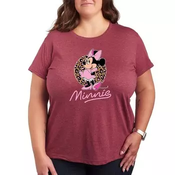 Футболка больших размеров с леопардовым принтом Disney's Minnie Mouse Licensed Character, цвет Dark Red