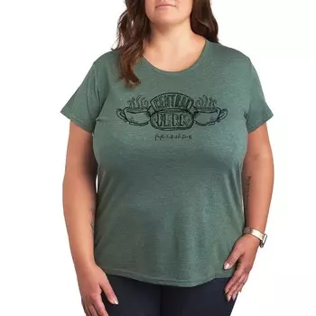 Футболка больших размеров с логотипом Friends Central Perk и графическим рисунком Licensed Character, цвет Heather Green