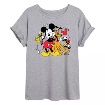 Футболка больших размеров с лучшими подругами младших классов Микки Мауса и Плуто Disney, серый