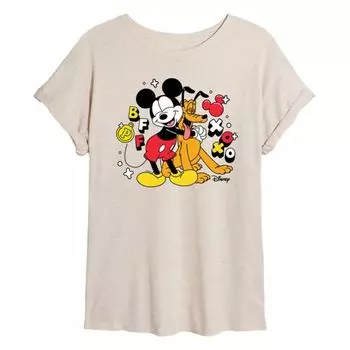 Футболка больших размеров с лучшими подругами младших классов Микки Мауса и Плуто Disney, бежевый
