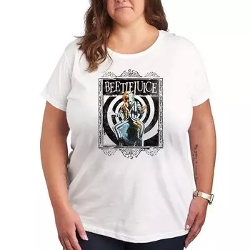 Футболка больших размеров с рисунком Beetlejuice On Grave Licensed Character, белый