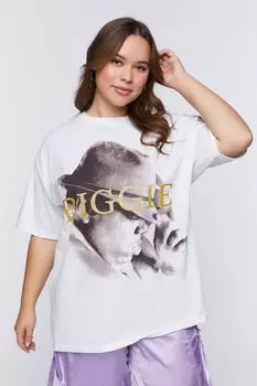 Футболка больших размеров с рисунком Biggie Forever 21, белый