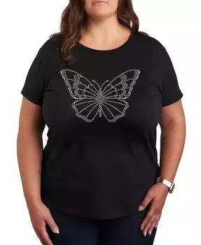 Футболка больших размеров с рисунком Butterfly Sparkle Hybrid Apparel, черный