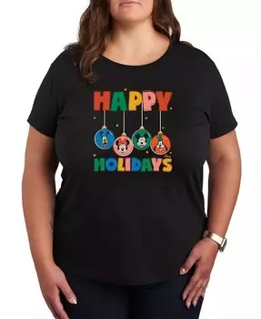 Футболка больших размеров с рисунком Disney Holidays Hybrid Apparel, черный