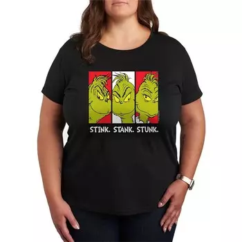 Футболка больших размеров с рисунком Доктор Сьюз Гринч Stink Stank Stunk Licensed Character, черный