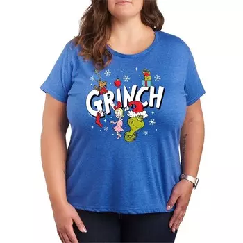 Футболка больших размеров с рисунком Dr. Seuss Grinch Group Licensed Character, цвет Heather Royal Blue