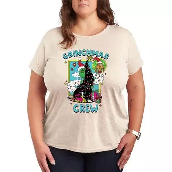 Футболка больших размеров с рисунком Dr. Seuss Grinchmas Crew Licensed Character, бежевый