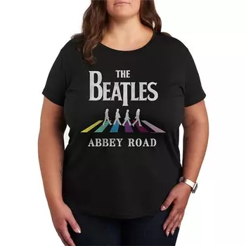 Футболка больших размеров с рисунком The Beatles Abbey Road Licensed Character, черный