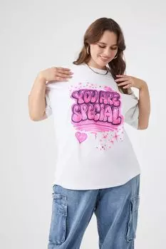 Футболка больших размеров с рисунком You Are Special Forever 21, белый