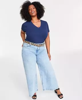 Футболка больших размеров с V-образным вырезом из модала On 34Th, синий