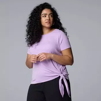 Футболка больших размеров с завязками по бокам Simply Vera Vera Wang, цвет lilac flower
