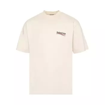 Футболка большого кроя Balenciaga Светло-бежевый/белый