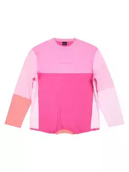 Футболка большого кроя с длинными рукавами из переработанного сырья Balenciaga, розовый