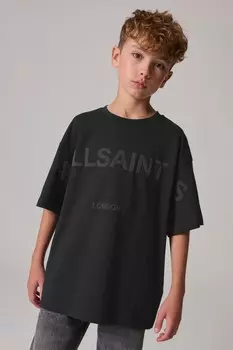 Футболка большого размера из 100% хлопка с большим логотипом Smallsaints, черный