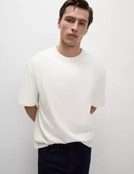 Футболка большого размера из чистого хлопка с плотной текстурой Marks & Spencer, экрю