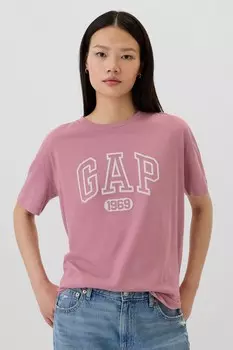 Футболка большого размера из хлопка с короткими рукавами и логотипом Gap, розовый
