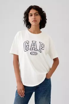Футболка большого размера из хлопка с короткими рукавами и логотипом Gap, белый