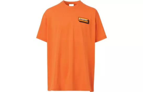 Футболка большого размера из хлопка с аппликацией логотипа Burberry, оранжевый