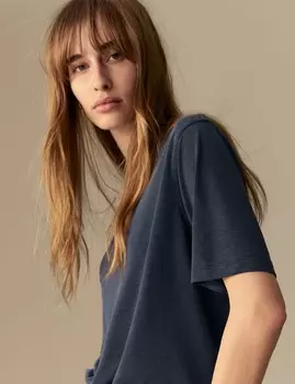 Футболка большого размера из модального материала Rich Per Una, темно-синий