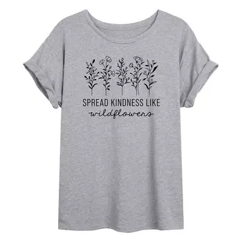 Футболка большого размера Junior's Kindness Wildflowers Licensed Character, серый
