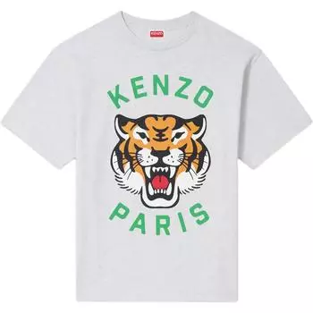 Футболка большого размера Lucky Tiger KENZO, светло-серый