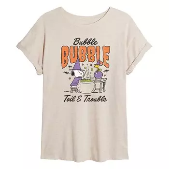 Футболка большого размера «Peanuts Snoopy & Woodstock Bubble Bubble Toil Trouble» для юниоров Licensed Character, бежевый
