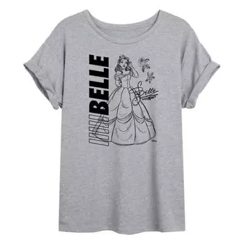 Футболка большого размера с автографом принцессы Белль-юниор Disney, серый