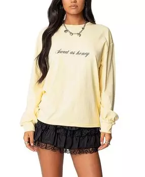 Футболка большого размера с длинным рукавом Honeybee Edikted, желтый