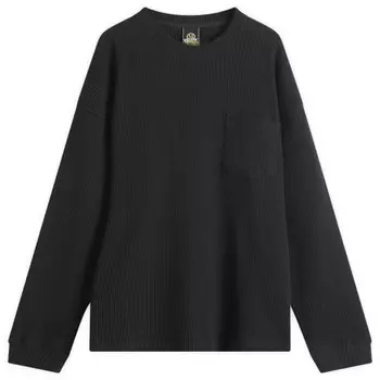 Футболка большого размера с длинным рукавом и вафельным карманом Frizmworks, черный