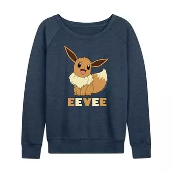 Футболка большого размера с длинными рукавами из французского трикотажа с изображением покемона Иви Licensed Character, индиго