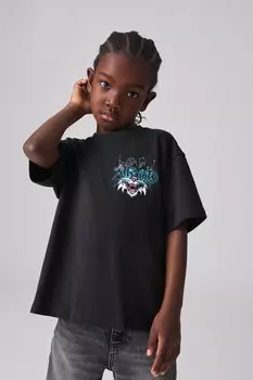 Футболка большого размера с графическим принтом для мальчиков Smallsaints, черный
