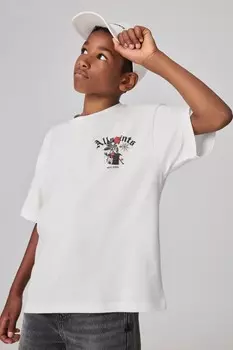 Футболка большого размера с графическим принтом для мальчиков Smallsaints, белый